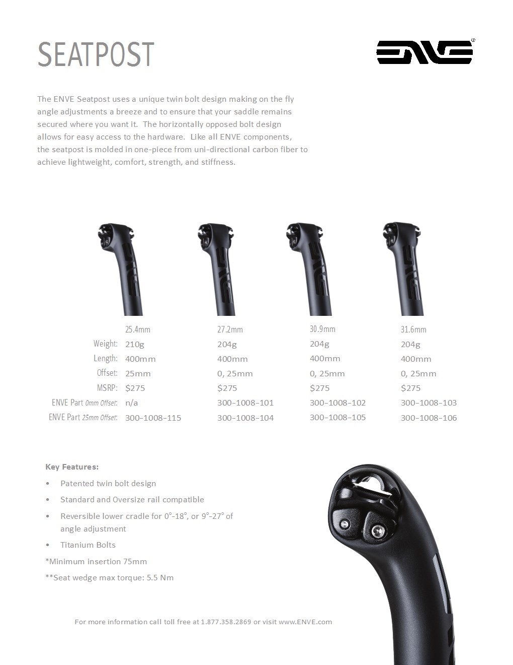 ENVE SEATPOST 400MM φ25.4mm Seatpost 400mm Specs Guide – ENVE Support Center Home